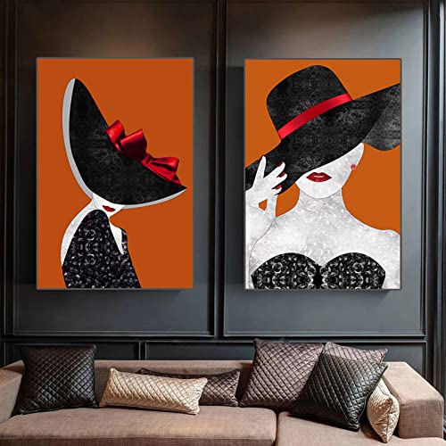 Toile peinture HD femme lèvres rouges poster deco salon moderne 40x60cm