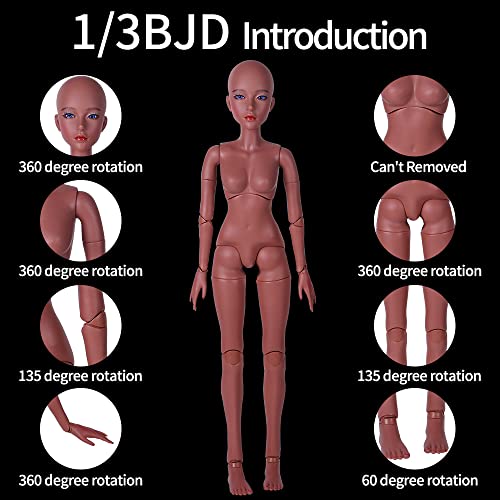 Muñeca BJD articulada 24 pulgadas con maquillaje básico miniatura 5