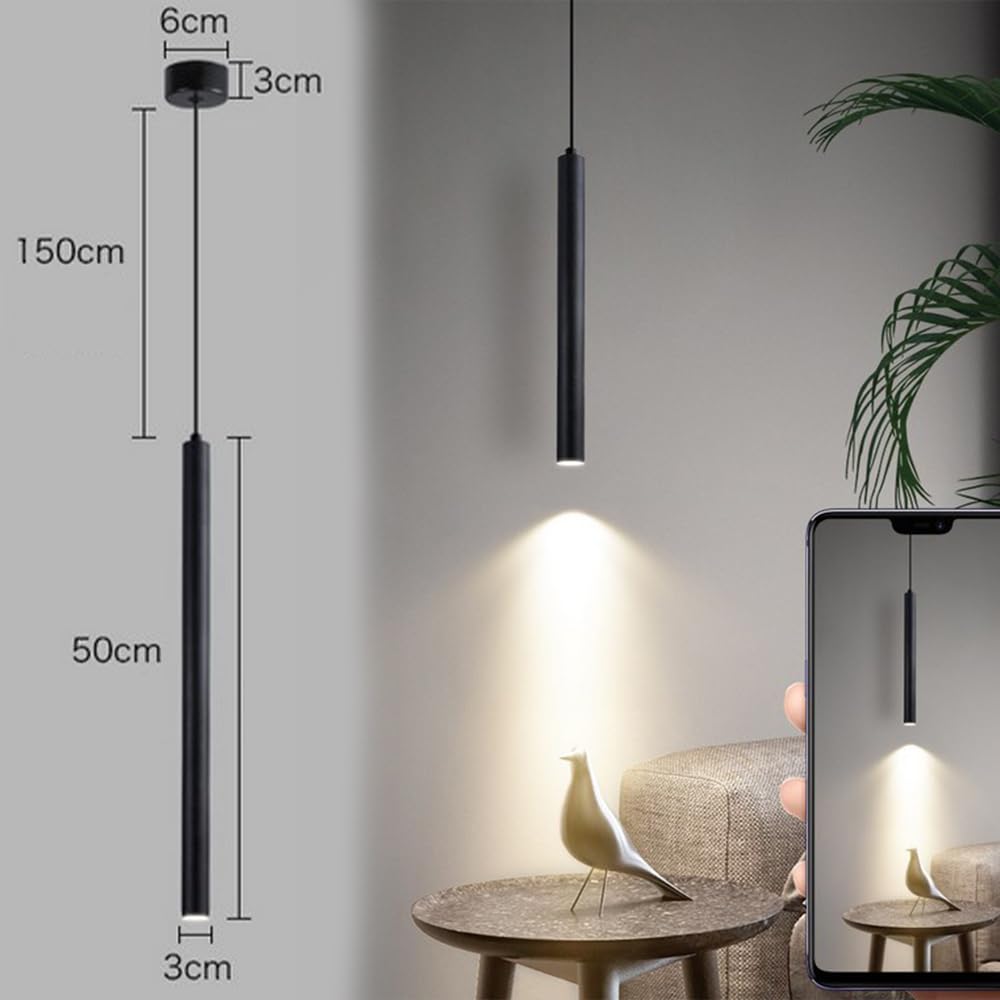 2PCS Hängeleuchte LED Moderne Kronleuchte Minimalistische Design LED Pendelleuchte Aluminium 50CM Deckenleuchte Schwarz für Esszimmer Schlafzimmer Wohnzimmer Restaurant