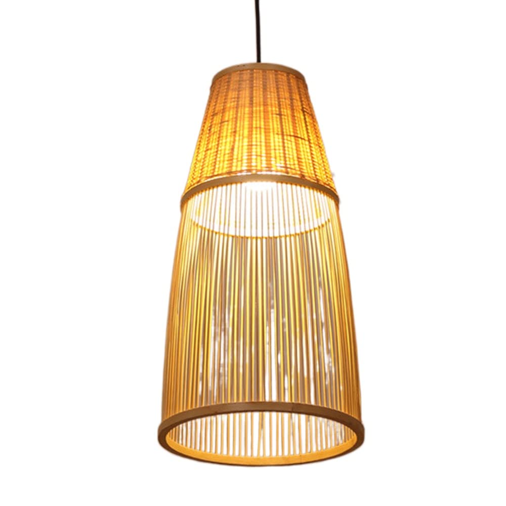 LYMSXAZOU Bedroom Pendant Light, Bamboo Retro Pastoral Light Fixtures Natural Material Handwoven Rattan Chandelier Hanging Fixture For Living Room Restaurant Cafe