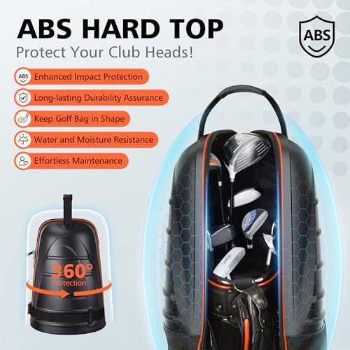Image of Golf Travel Bags for Airlines with Wheels, Hard Case Top and 1680D Heavy Duty Oxford Protect Golf Clubs, Lightweight and Easy to Maneuver