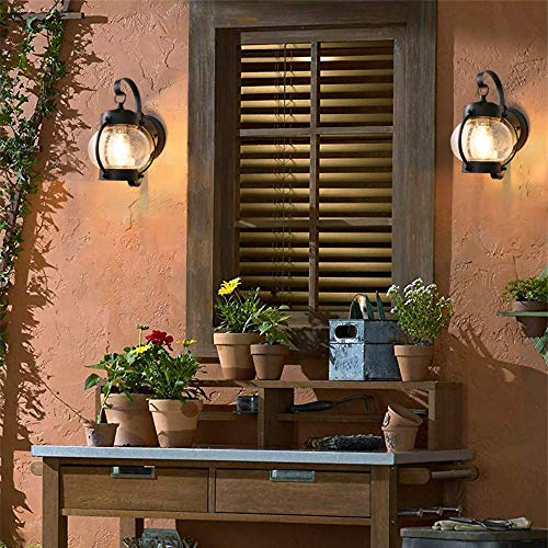Hobaca E27 Classique Noir Imperméable Verre Applique Murale Exterieur Vintage Industrielle Luminaire Exterieur - IP44 - Image 8
