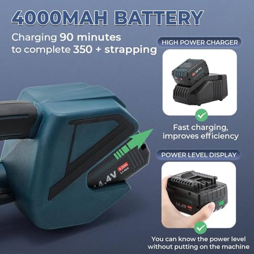 Elektrische Umreifungsmaschine, tragbare Umreifungsmaschine mit 4000mAh Akku und LCD-Display für 1/5.1 cm-5/20.3 cm PET/PP-Gurt, ideal für Kasten- und Palettenumreifung