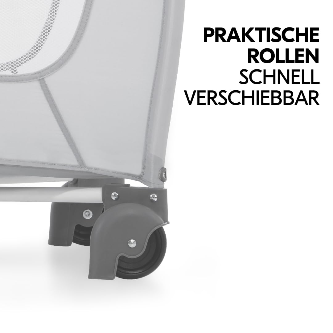 hauck Sleep n Play Center Baby Reisebett Set - Teddy Grey | inkl. Matratze & Insektenschutz | Kinderreisebett mit Neugeboreneneinhang, Wickelauflage & Tasche