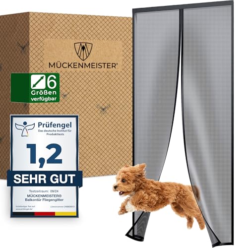 MÜCKENMEISTER Fliegengitter Balkontür (100x210 cm) - Fliegengitter Tür - Insektenschutz Balkontür - Fliegengitter Magnet - Insektenschutz Tür