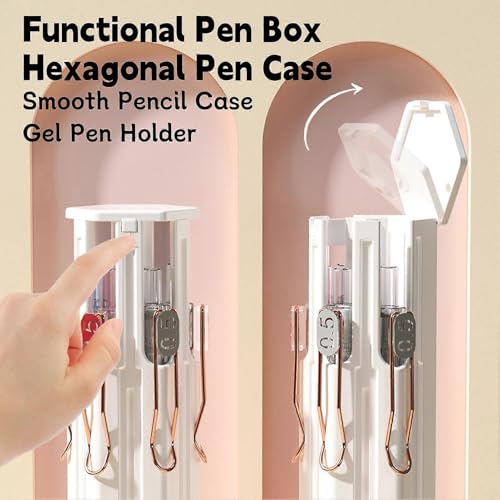 Image of Invite Enterprise Pencil Box with Standing Pen Holder | Multi-Function Writing Case with Ruler, Gel Pens, Eraser & Refills | Ideal Gift for Boys, Girls [Multicolor] (6 in1 Pen case)