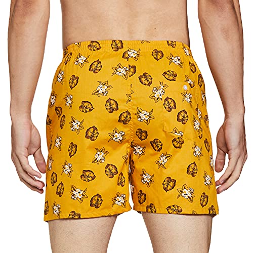 Image of Longies Pure Cotton Mens Boxers Pack of 3 Regular Shorts (LGBOXPO3V003 Blue,Yellow,Black3369 M)