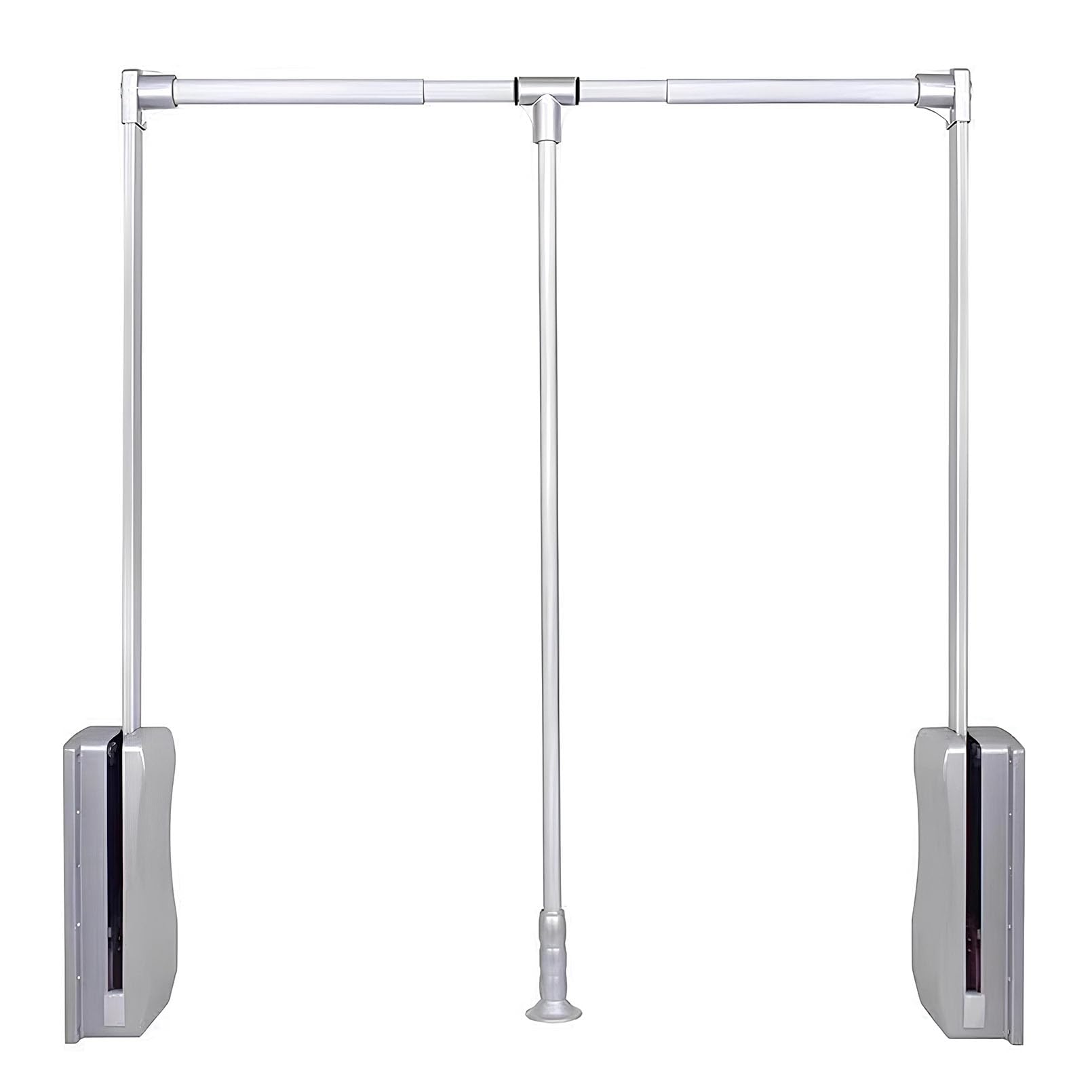 Appendiabito saliscendi per armadio, Rimovibile Appendiabiti Lift da Parete, Appendiabiti per Armadio, Attaccapanni Saliscendi Salvaspazio Armadio per Cappotti, Abiti, Cappelli...,Argento,930x1250mm