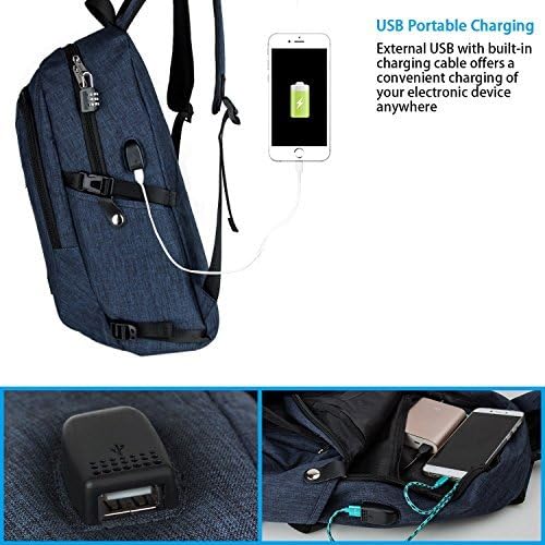 Mancro College Backpack, Business Slim Laptop Backpack, Anti-theft Water Resistant Computer Backpack w/USB Charging Port, Lightweight Travel Bag Fit 15.6 Inch Laptops & Tablets in Dark Indigo