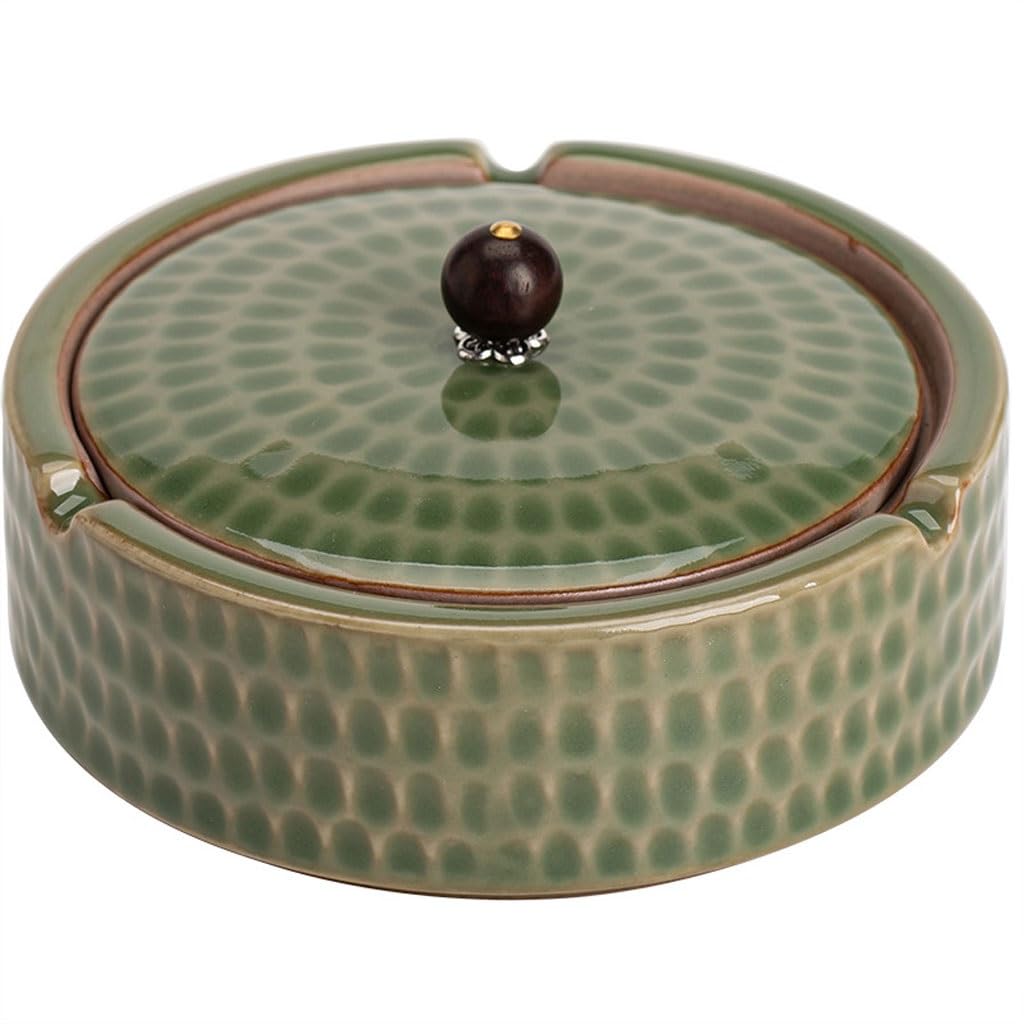 Gthtuhfd Ash Tray 12.5 * 6.8Cm Creative Large Ceramic Ashtray With Lid Chinese Style Home Living Room Office Ashtray For Outside Patio