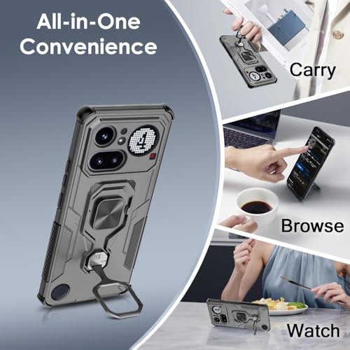 Image of TheGiftKart Tough Armor Bumper Back Case Cover for Nothing Phone 4a Pro 5G | Ring Holder & Kickstand in-Built | 360 Degree Protection Back Case Cover for Nothing Phone 4a Pro 5G (PC & TPU, Black)
