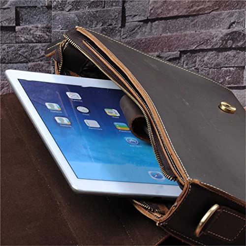 Genuine Leather Men's Briefcase 13'' Laptop Tote Business Shoulder Messenger Bag Casual Crossbody Hand Bag4
