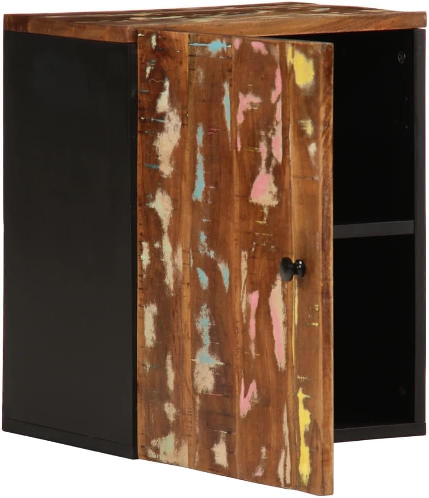 Bathroom Wall Cabinet Multicolor Rustic Solid Reclaimed Wood 13x15x19 Inch Wall-Mounted Storage for Bathroom Vanity Set and Farmhouse Vanity Combo