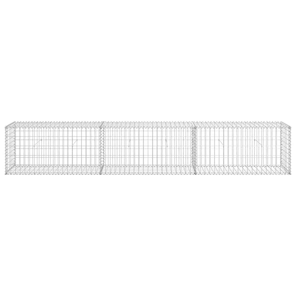Gabionenwand mit Abdeckung Verzinkter Stahl 300×50×50 cm Zaunfeld Sichtschutz Gartenzaun Metall Trennwand Windschutz für Terrasse Balkon und Vorgarten