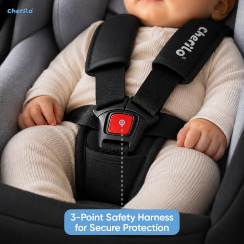 Image of Cherilo Carry Cot for New Born Baby, 4 in 1 Kids Carry Cot, Multipurpose Infant Car Seat & Rocker for Infant Babies of 0 to 15 Months with 3-Point Safety Harness, 13 Kgs Capacity, Black + Grey