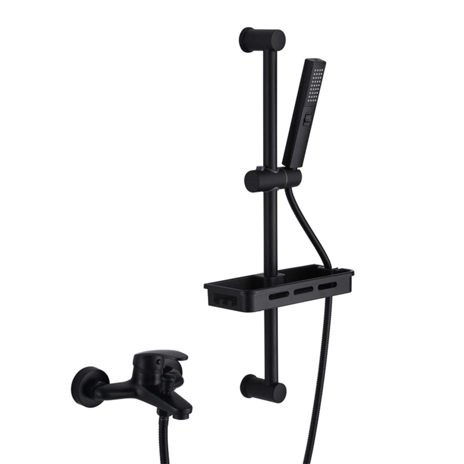 CWCQGH Bathtub Faucet Brass Bath Faucet Matte Black Bath Shower Mixer Wall Mounted Bath Shower Faucet Set with 2 Function Liftable Hand Shower and 59 Inch Hose Bathroom Faucet