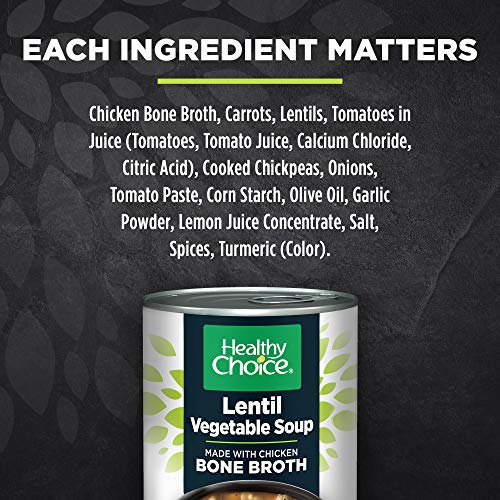 Healthy Choice Lentil Vegetable Soup Made With Chicken Bone Broth, 15 oz. (Pack of 12)