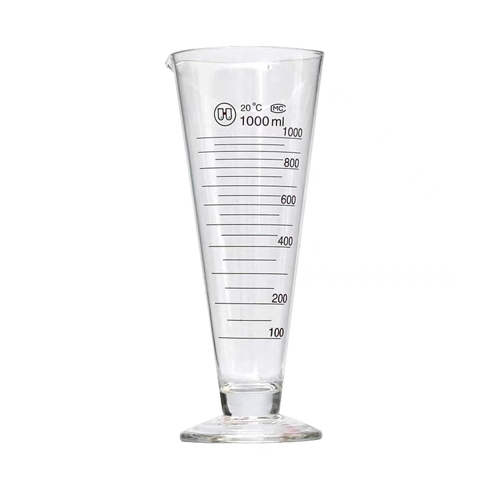 50/100/250/500/1000/2000 ml stożkowy kubek miarkowy trójkątny laboratoryjne szkło pomiarowe (1000 ml)