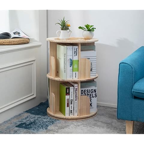 Heehee Massivholz Drehbares Bücherregal, 360-Grad-Display Cover