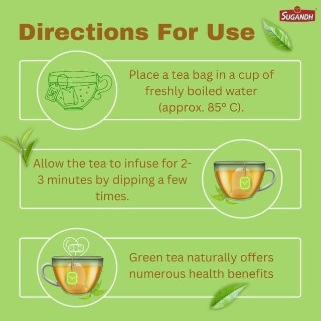 Image of Sugandh Green Tea Bags 100% Natural Green Tea Single Origin - 25 Tea Bags
