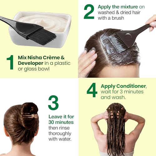 Image of Nisha Creme Hair Color Cream Dark Brown 3.0, 120g, Long Lasting Hair Dye for Grey Coverage, Smooth & Shiny Finish, For Men & Women, Pack of 1
