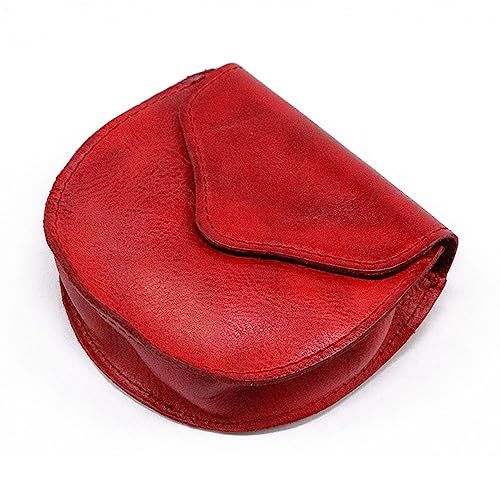 1PCS Leather Coin Purse for Women Coin Purse for Men Push Button Small Coin Purse Change Purse for Women Can Hold Cards, Coins, Folded Bills (Red)