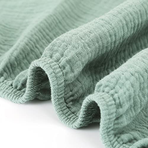 Image of GRSSDER Soft Muslin Crib Sheet 1 Pack, 100% Cotton Crib Sheets for Boys and Girls, Fit Standard Crib Mattresses 52 inch x 28 inch Safe and Snug, Roman Green