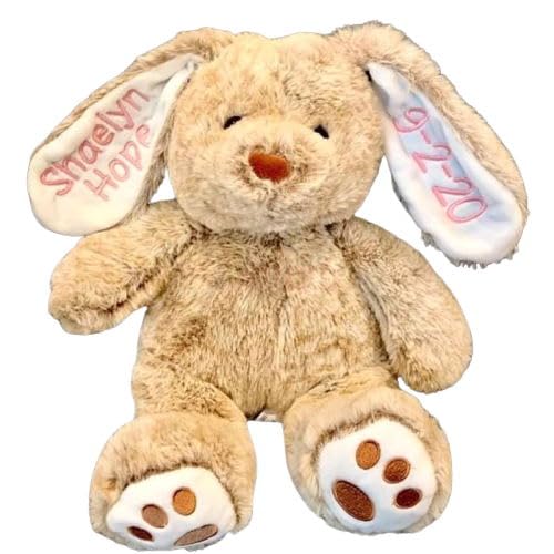Personlized Hand-Made Plush Toy, Custom Embroidered Plush Bunny With Child'S Name Fluffy Rabbit Stuffed Animal for Kids Boys Girls Babies Birthday Easter Christmas Bedtime Gift (Style2)