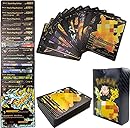 55 Piece Gold Foil Black Card,Vmax Card, Unofficial Card, Gold Plated Card, Gold Vmax Dx Gx V Cards.Gifts for Kids And Adult