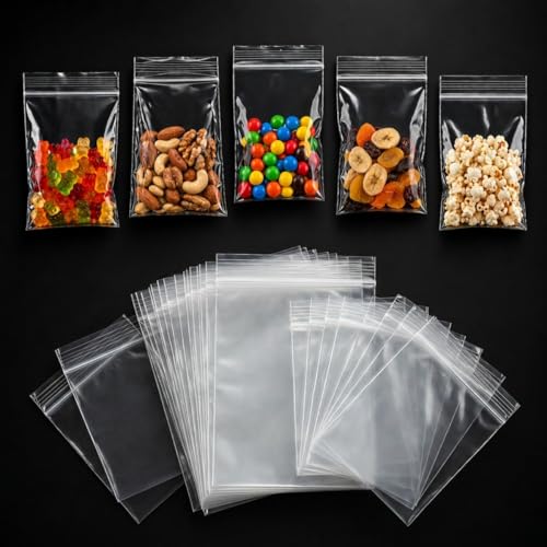 Small Ziplock Bags Pack of 100 Pcs 2.25x3/5.7x7.6cm. Small Plastic Bags Mini Baggies For Tablets Pills Jewellery Sweets Candies Drugs Screws Nuts Cookies & More
