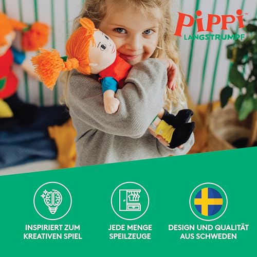 Pippi Langstrumpf Puppe, 20cm – süße Stoffpuppe für Mädchen und weiche Kuschelpuppe ab 10 Monaten – Anziehpuppe und Plüschpuppe als z.B. Taufgeschenke für Mädchen – Bild 3