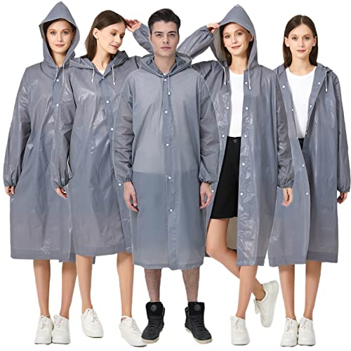 Image of Rain Poncho Raincoats for Adult Reusable - 2-5 Pack EVA Waterproof Rain Coat with Hood, Rain Gear for Men Women