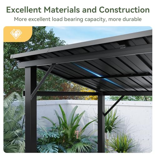 Aoxun 12x6FT Hardtop Gazebo, Grill Gazebo with Sloping Steel Roof, Black - Image 5