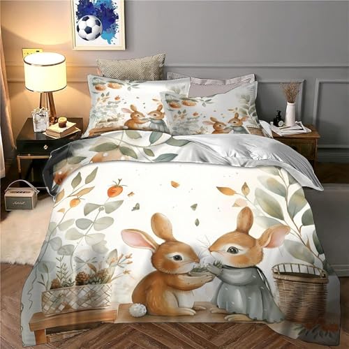 Housse de couette lapins microfibre 135x200 parure de lit enfant - 6
