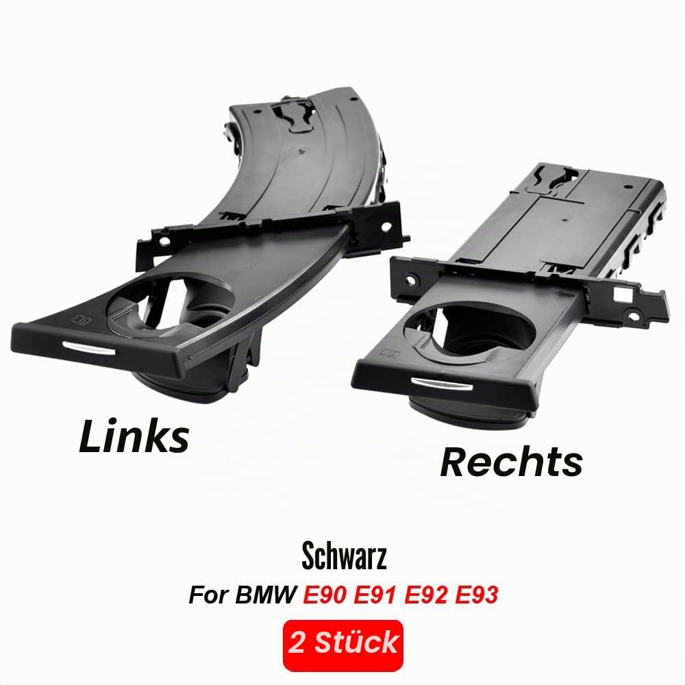 1 Paar Getränkehalter für die vordere Mittelkonsole, kompatibel mit B-MW E90, E91, E92, E93 (Schwarz)