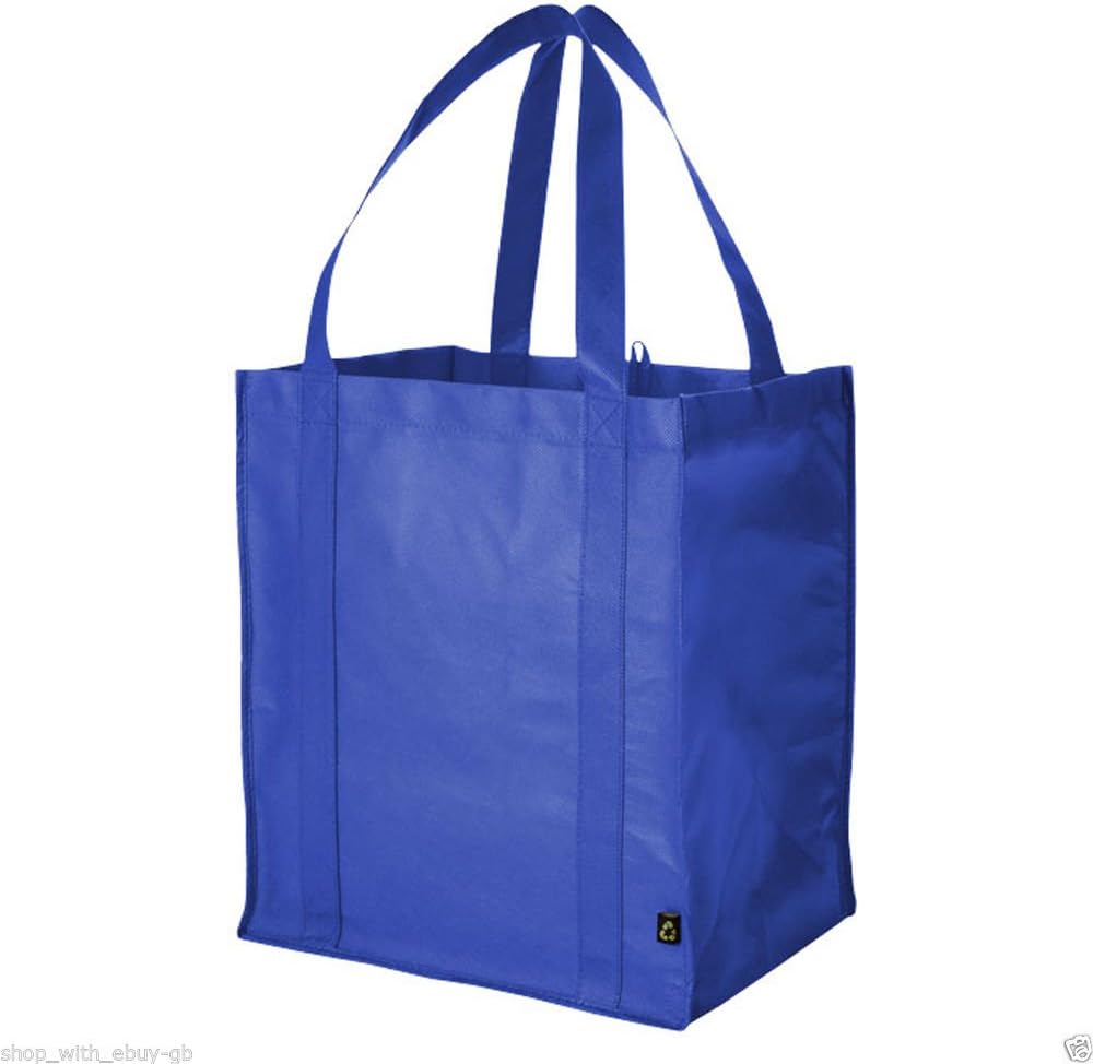 Pack of 10 Grocery Tote Large Reusable Storage Shopping Bag (Blue)