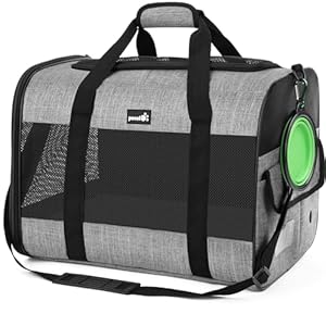 Pecute Transportín para Gatos Bolsa de Transporte Portátil para Perros Carga Máxima 8 kg,Bolso de Viaje para Gatos Mascotas con Comedero Plegable