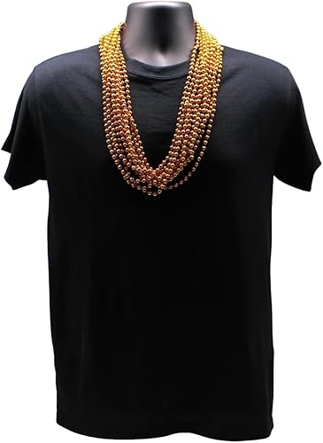 Miniatura 2 de Mardi Gras Spot Cuentas redondas de Mardi Gras de color naranja metálico de 33 pulgadas y 0.276 in, 6 docenas (72 collares)