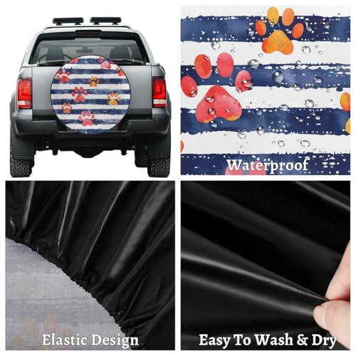 Image of Spare Tire Cover for RV Trailer, Animal Paw Print Tire Covers Universal Fit for Travel Trailer Camper Jeep RV SUV Truck Waterproof Wheel Cover (17 inch for Diameter 31 inch - 33 inch),A-391