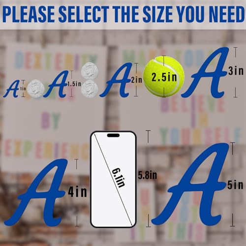 Image of 510 Pieces 10 Sheets Letter Stickers,Self Adhesive Waterproof Mailbox Numbers Stickers,Alphabet Decals for DIY,Bulletin Board,Window,Door,Sign,Bike,Car,Laptop,Scrapbook(Blue, 1.5 Inch)