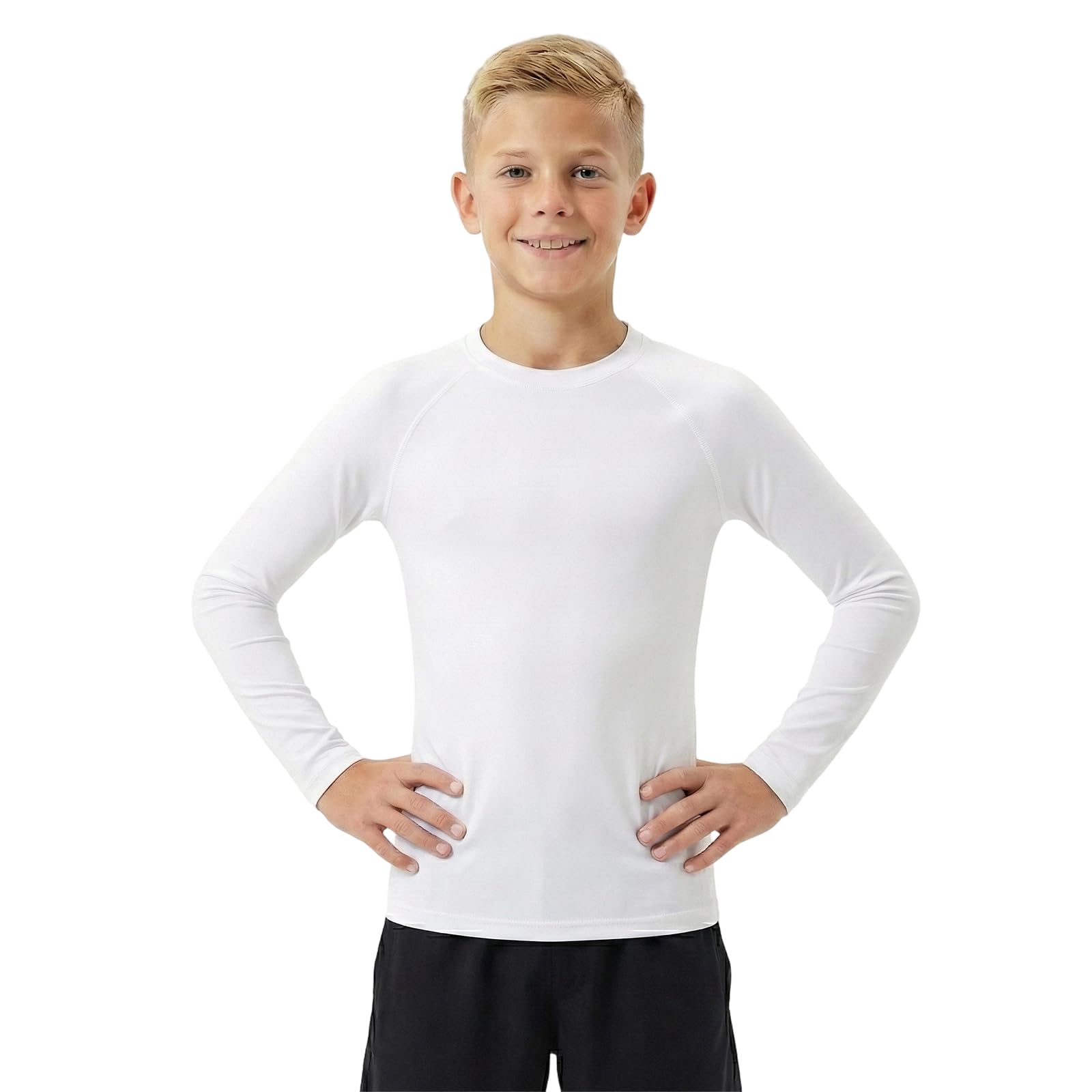 HYCOPROT Koszulka kompresyjna dla chłopców, koszulka kompresyjna, podkoszulek dziecięcy, sportowy podkoszulek bazowy, oddychająca koszulka funkcyjna, warstwa podstawowa, szybkoschnąca, oddychająca
