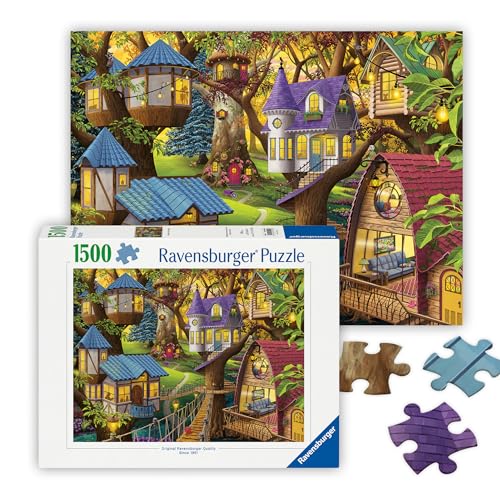 Ravensburger - Twilight in The Treetops - 1500 Piece Jigsaw Puzzle - Charming Victorian Houses in The Trees - Vibrant Colors - Frameable - Premium Quality - Puzzles for Adults