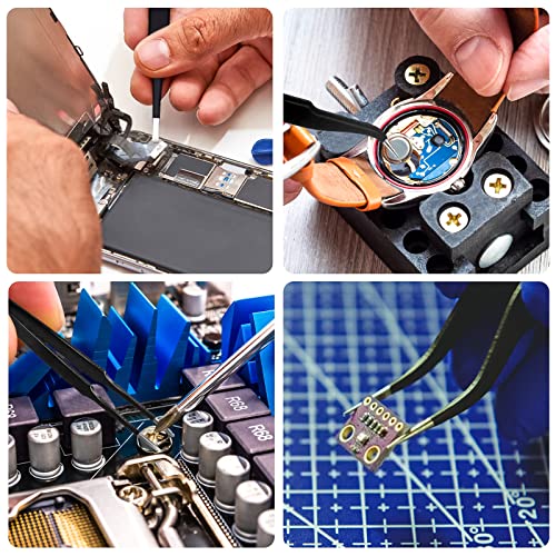 3 Praezisions Pinzette Set, Gebogener Spitze Pinzette, Modellbau Pinzettenwerkzeug aus Edelstahl Spitz Pinzette für Computer Elektronische Reparaturen Schmuck Präzisionsarbeit Laborarbeit Schönheit