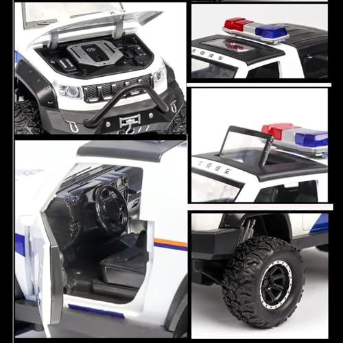 Image of DEOXY 1:32 Diecast Metal Jeep Police Toy Car for Kids Car Pullback Metal Pull Back with Friction Powered Openable Doors Light Music Boys Gifts Toys for Kids