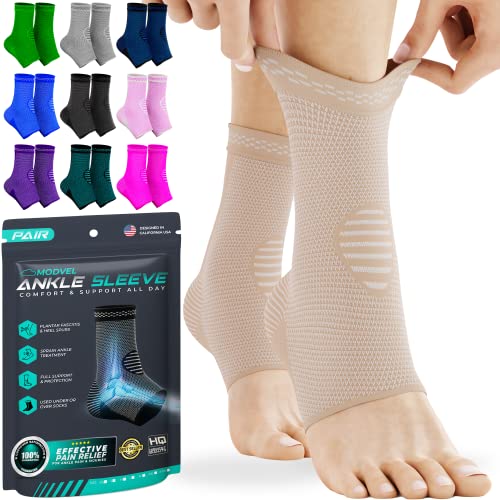 Image of Modvel Foot & Ankle Brace Socks for Sprained Ankle Compression Sleeve - Foot Support for Women & Men - Tendonitis & Arthritis Ankle Brace Sports Running, Torn Ligaments & Women Stabilizing Ankle Wrap