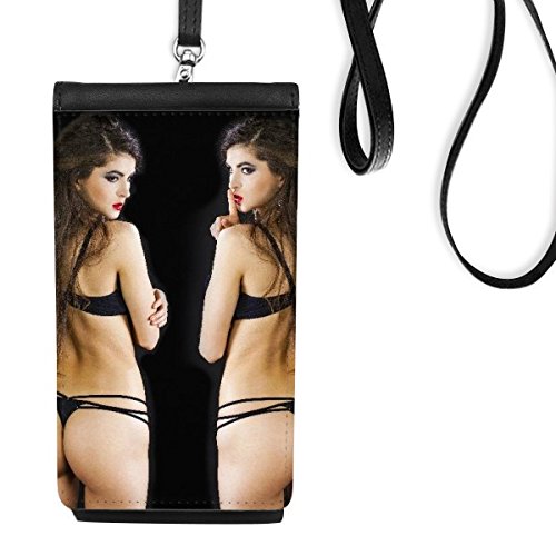 Sac de téléphone en cuir noir DIYthinker avec lanière pour fille