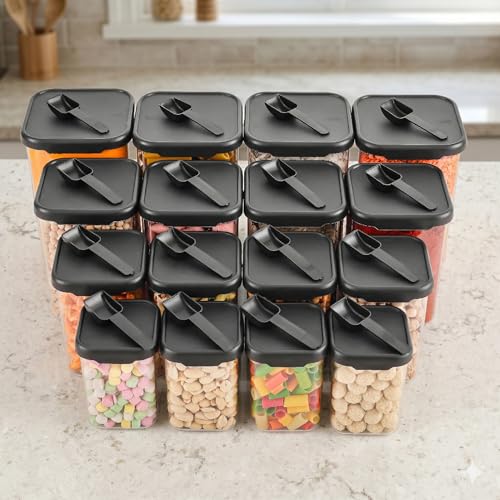 Image of Kitchen Storage Set Of 16 Airtight Containers Set For Kitchen Storage And Containers Box For Pantry Organization And Container For Kitchen Storage Containers Set of 16-(350ml+650ml+950ml+1400 ml)