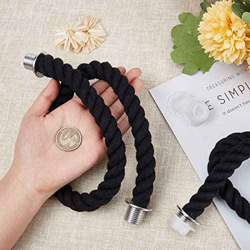 Image of GORGECRAFT 25.2 Inch Practical Rope Handle with Canvas Insert Handbag Strap Bag Braided Band Repair Replacements for Female Handbag Shoulder Bag Canvas Tote Purse Practical Accessories, Black