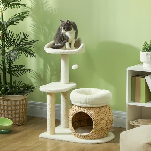 Árbol para gatos interior con postes de sisal y cama miniatura 2