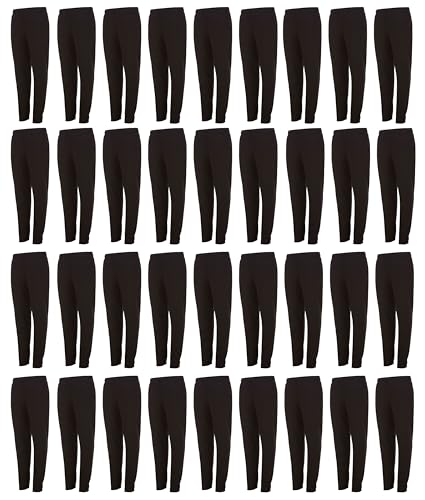Yacht & Smith 36 Pack of Wholesale Childrens Unisex Jogger Bulk Sweatpants, Black Navy Gray, Comfy Lounge Joggers for Kids